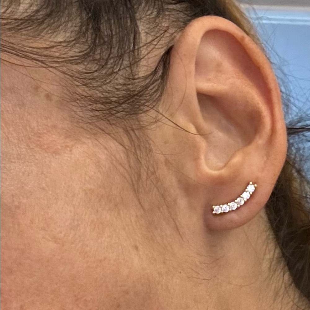 Perfect Condition Gold and Crystal Ear Climber Stud Earrings